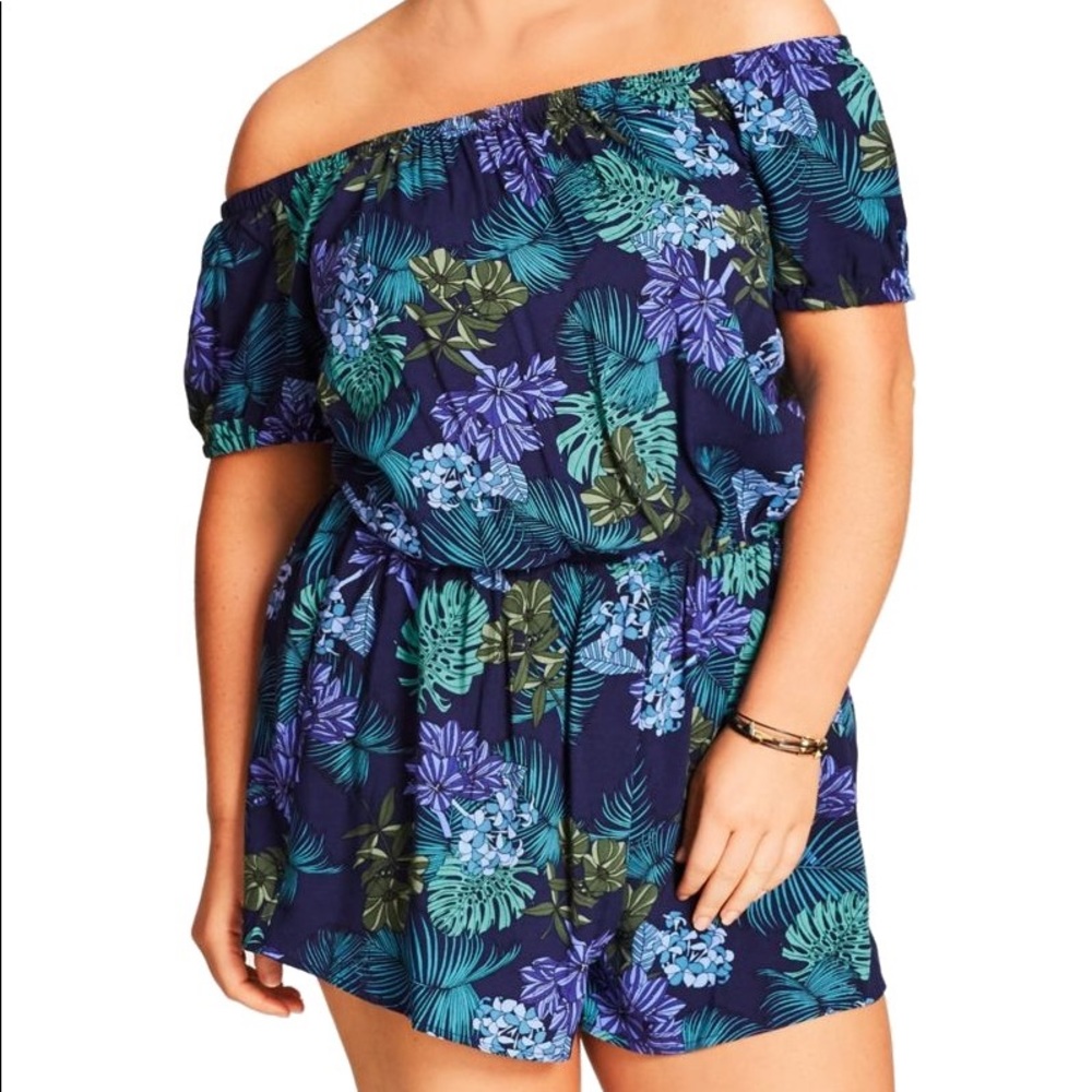 City Chic Pool Palm Romper